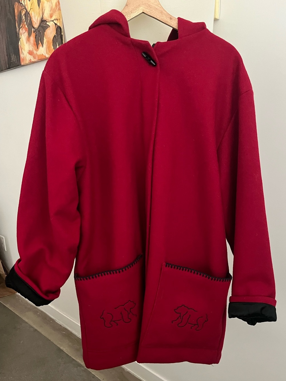Nortique Fashions Wool Bear Embroidered Coat